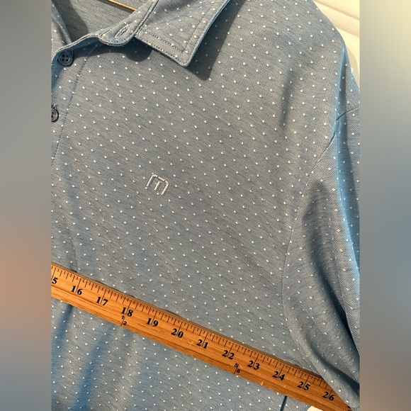 TRAVIS MATHEW XXXL Light Blue Polka Dot Golf Polo Pima Cotton Performance CLEAN - Picture 8 of 10